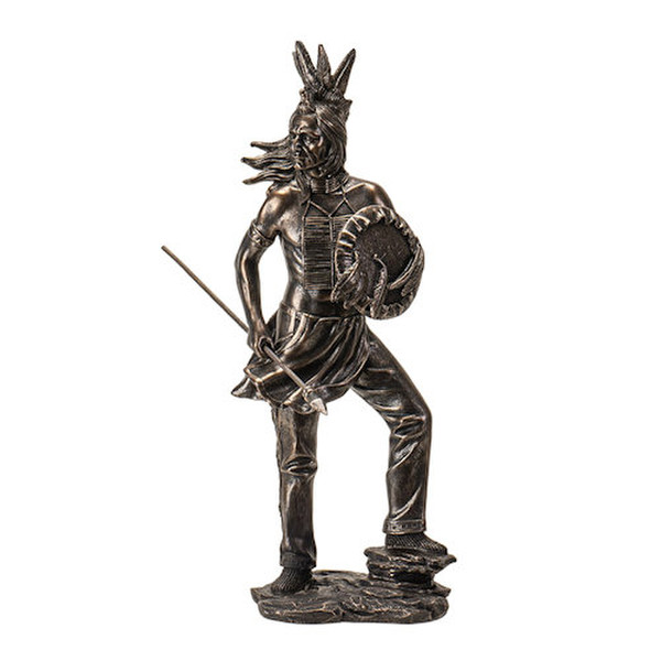 Trailblazing Sentinel Indian Tracker Sculpture with Spear and shield